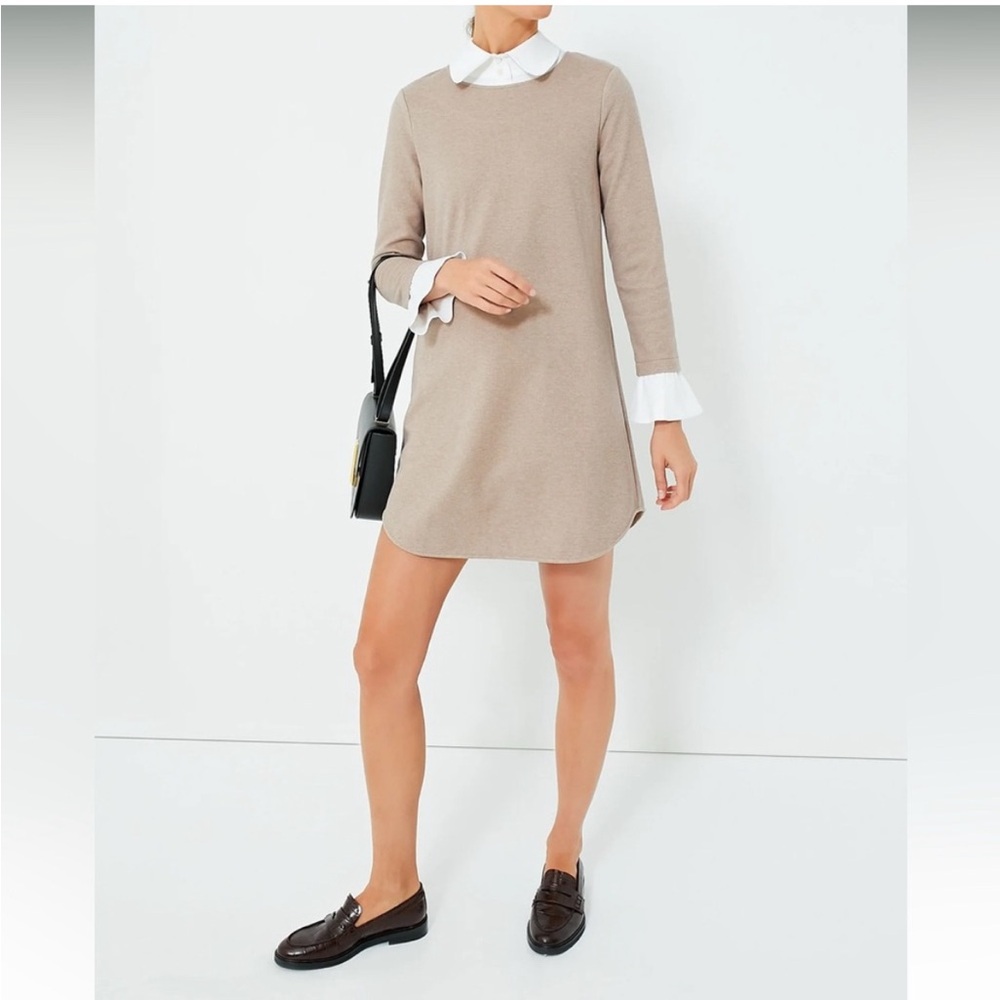 Tuckernuck Beige Dress with White Collar and Cuffs